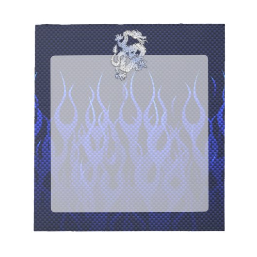 Blue Dragon in Chrome Carbon racing vlammen Notitieblok (Voorkant)