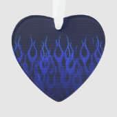 Blue Dragon in Chrome Carbon racing vlammen Ornament (achterkant)