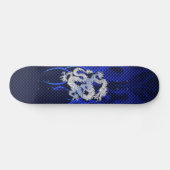 Blue Dragon in Chrome Carbon racing vlammen Persoonlijk Skateboard (Horizontaal)