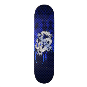 Blue Dragon in Chrome Carbon racing vlammen Persoonlijk Skateboard