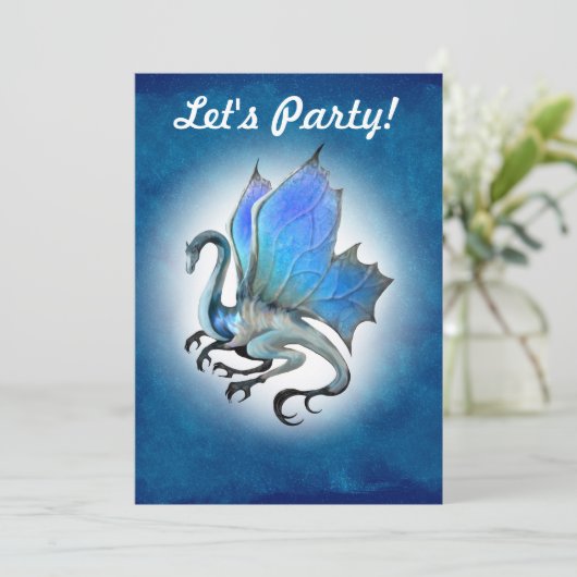 Blue Dragon Invitation Kaart (Staand voorkant)