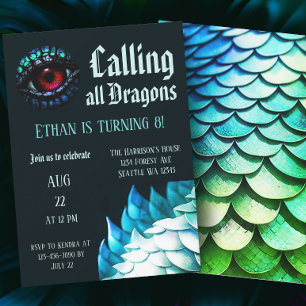 Blue Dragon Magische Betoverde Achtste Verjaardag  Kaart