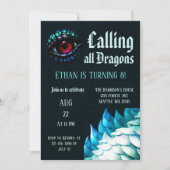 Blue Dragon Magische Betoverde Achtste Verjaardag Kaart (Voorkant)