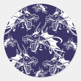 Blue Dragon Mythische Creature Fantasy Design Ronde Sticker