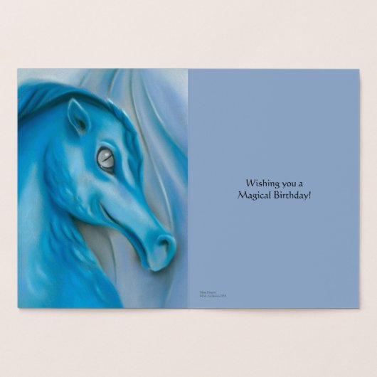 Blue Dragon Pastel Artwork Birthday Folie Kaarten (Binnen)