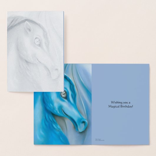 Blue Dragon Pastel Artwork Birthday Folie Kaarten (Display)