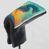 Blue Dragon Putter Hoesje, wit Golfheadcover (3/4 voorkant)