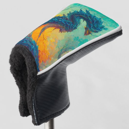 Blue Dragon Putter Hoesje, wit Golfheadcover (3/4 voorkant)