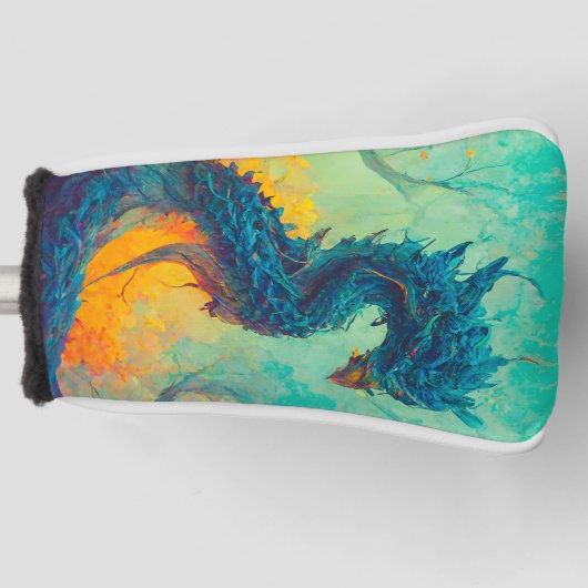 Blue Dragon Putter Hoesje, wit Golfheadcover (Voorkant)