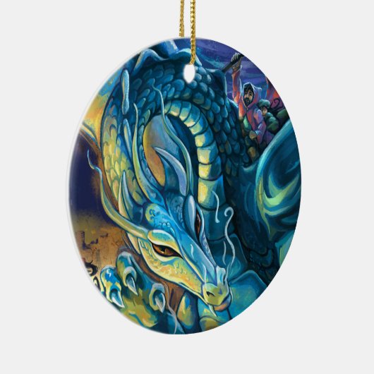Blue Dragon Rider Keramisch Ornament (Rechts)