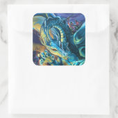 Blue Dragon Rider Vierkante Sticker (Tas)