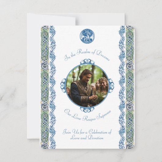 Blue Dragon RSVP Keltische bruiloft uitnodiging (Voorkant)