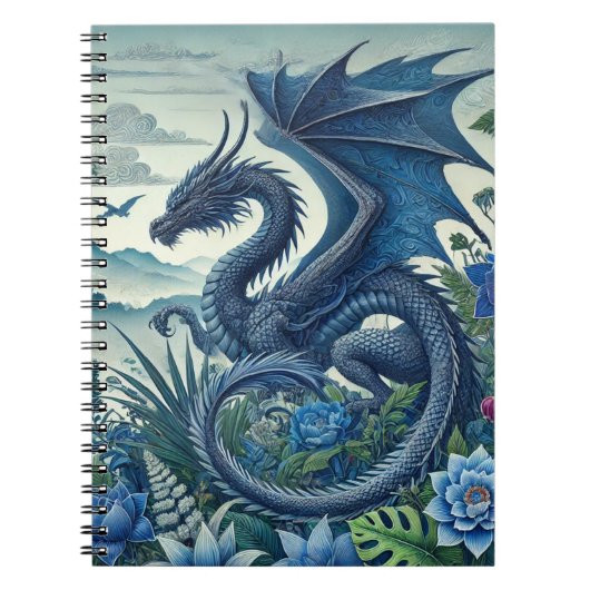 Blue Dragon Spiral Notitieboek | fantasiethema (Voorkant)