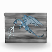 Blue Dragon Spitting Lightning Fotoblokken (Voorkant)