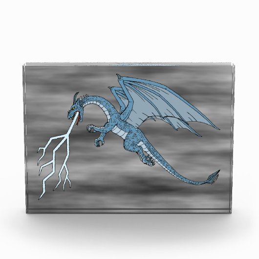 Blue Dragon Spitting Lightning Fotoblokken (Voorkant)