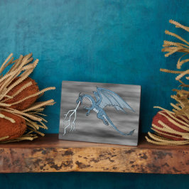 Blue Dragon Spitting Lightning Fotoplaat