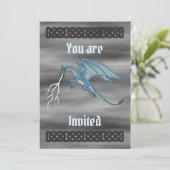 Blue Dragon Spitting Lightning Invitation Kaart (Staand voorkant)