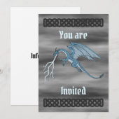 Blue Dragon Spitting Lightning Invitation Kaart (Voorkant / Achterkant)