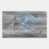 Blue Dragon Spitting Lightning Rechthoekige Sticker (Voorkant)