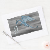 Blue Dragon Spitting Lightning Rechthoekige Sticker (Envelop)