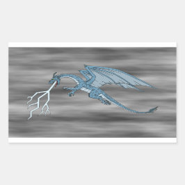 Blue Dragon Spitting Lightning Rechthoekige Sticker