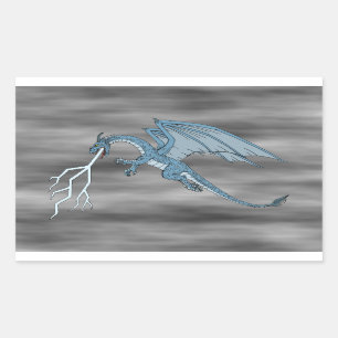 Blue Dragon Spitting Lightning Rechthoekige Sticker