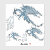 Blue Dragon Spitting Lightning Sticker (Vel)