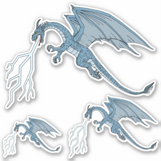 Blue Dragon Spitting Lightning Sticker (Voorkant)
