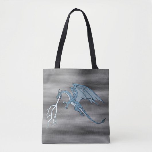 Blue Dragon Spitting Lightning Tote Bag (Voorkant)