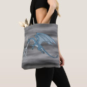 Blue Dragon Spitting Lightning Tote Bag (Dichtbij)