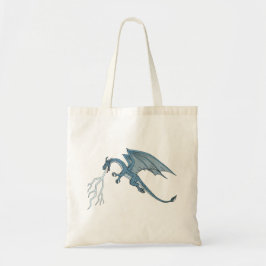 Blue Dragon Spitting Lightning Tote Bag