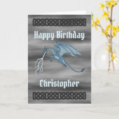 Blue Dragon Spitting Lightning Verjaardag Kaart (Gele Bloem)