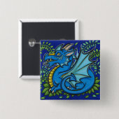 Blue Dragon Square Vierkante Button 5,1 Cm (Voorkant /achterkant)