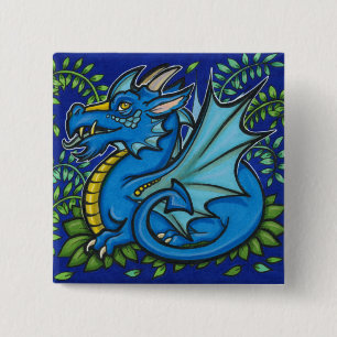 Blue Dragon Square Vierkante Button 5,1 Cm