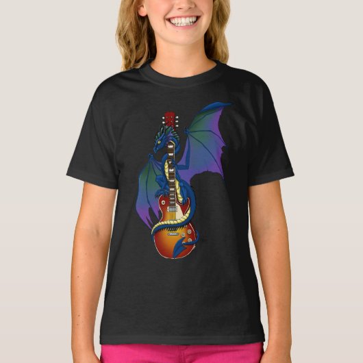 Blue Dragon Sunburst gitaarmuziek T-shirt (Voorkant)