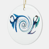 Blue Dragon Swirls Fantasy Animal Keramisch Ornament (Links)
