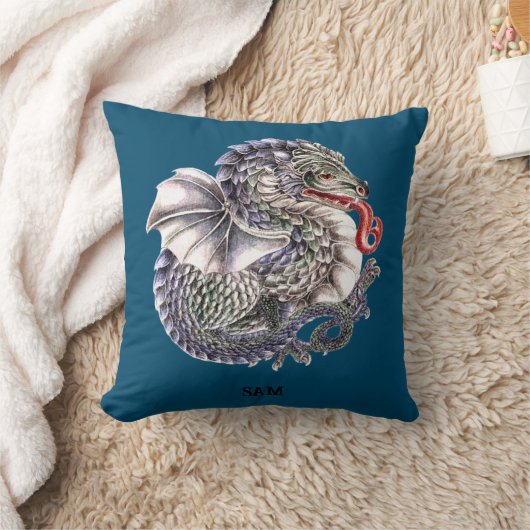 Blue Dragon Throw Cushion Kussen (Deken)