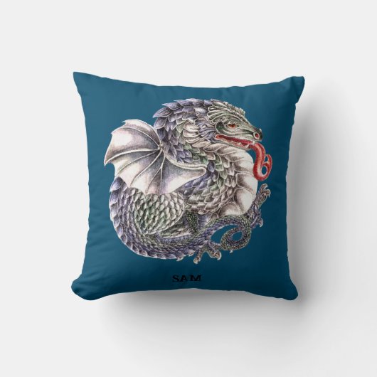 Blue Dragon Throw Cushion Kussen (Voorkant)