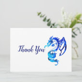 Blue Dragon Tribal Tattoo Bedankkaart (Staand voorkant)