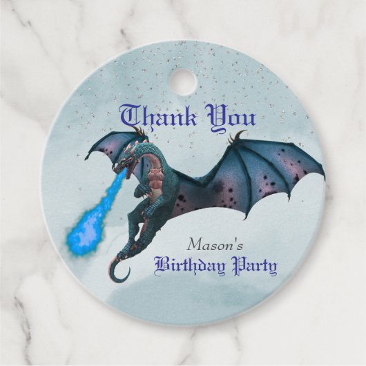 Blue Dragon Verjaardag Bedankt  Bedankjes Labels (Voorkant)