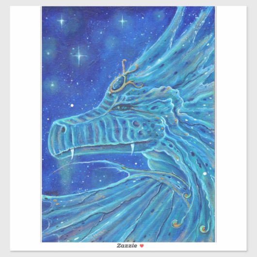 Blue dragon vinyl sticker van Renee Lavoie (Vel)