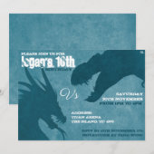 Blue Dragon vs T-Rex Silhouette Uitnodigingen (Voorkant / Achterkant)