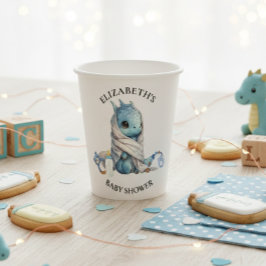Blue Dragon Waterverf Baby shower Papieren Bekers