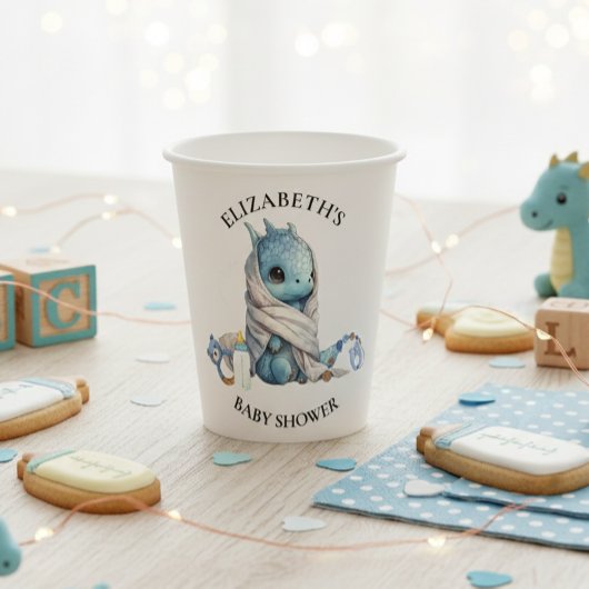 Blue Dragon Waterverf Baby shower Papieren Bekers