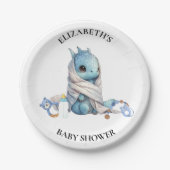 Blue Dragon Waterverf Baby shower Papieren Bordje (Voorkant)