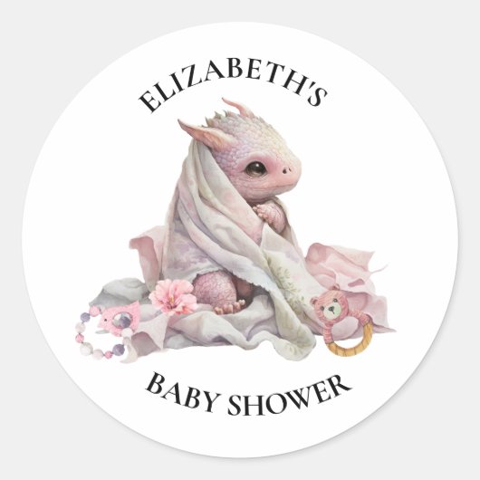 Blue Dragon Waterverf Baby shower Ronde Sticker (Voorkant)