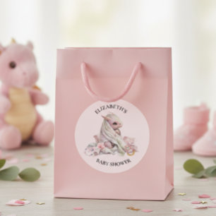 Blue Dragon Waterverf Baby shower Ronde Sticker