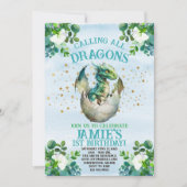 Blue Dragon Waterverf Verjaardagsuitnodigingen Kaart (Voorkant)