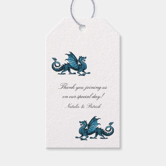 Blue Dragon Wedding Gift Labels Cadeaulabel (Voorkant)