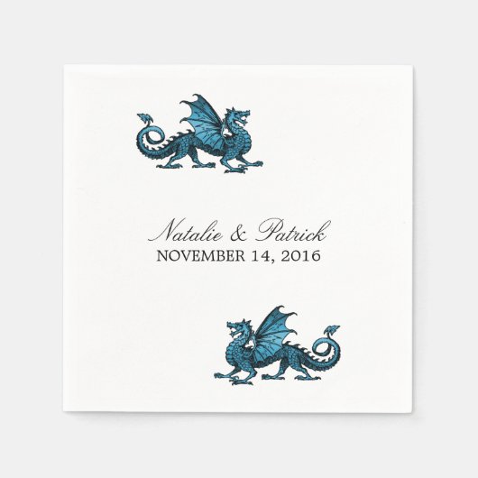 Blue Dragon Wedding Paper Napkins Servetten (Voorkant)